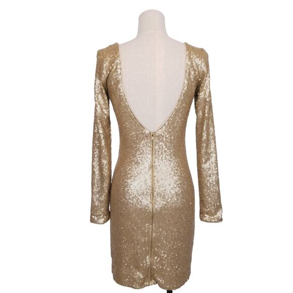 Dress The Population Gold Mini Sequin Bodycon Dress Sz Small - Picture 5 of 10